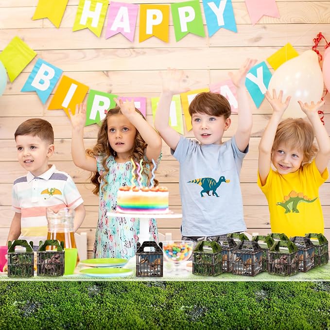 DoubleFill 24 Pcs Dinosaur Party Supplies Treat Boxes Dino Party Favor Boxes Tropical Jungle Dinosaur Gift Box Table Centerpieces Photography Props Decorations for Birthday Halloween Christmas