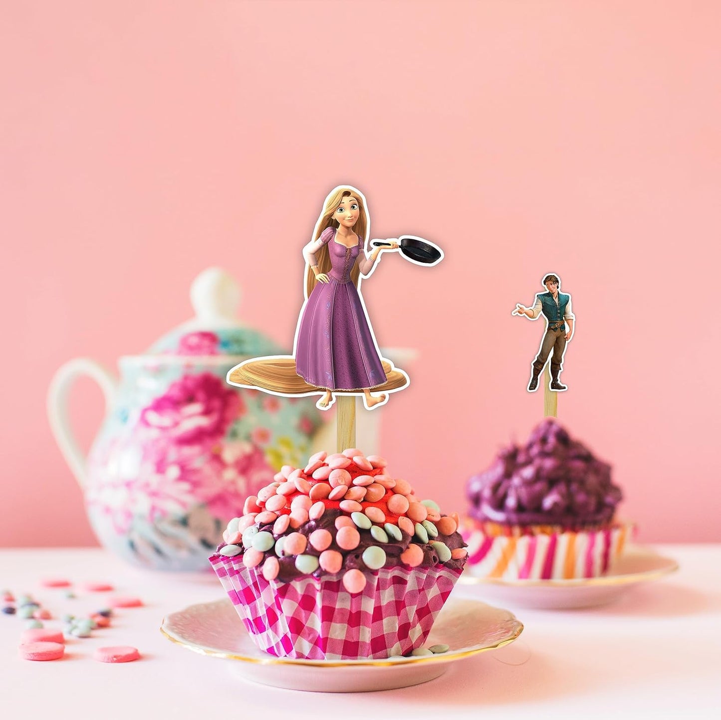 "Rapunzl Cupcake Toppers – Princess Fairy Tale Theme Birthday Party Supplies – Magical Cupcake Decoration Picks for Birthday Parties, Tea Parties, and Fairy Tale Themed Celebrations"