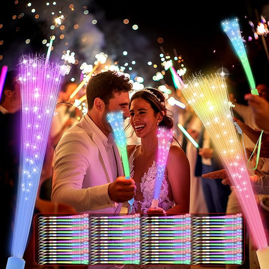 100 PCS Fiber Optic Wand,Glow Fiber Optic Wands,Glow in The Dark Party,Glow Wands led Light up Party Favors for Wedding,neon Party,New Year Party Favors,Halloween,Christmas,Bar DJ
