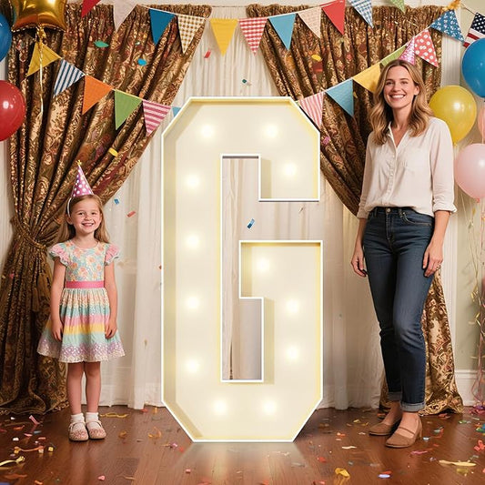 4FT Marquee Letters G Sign,Large Light Up Numbers Party Decoration - Hook and Loop Fastener,No Tools Easy Setup, Corrugated Plastic for Birthdays Weddings Baby Anniversaries(Letters G)
