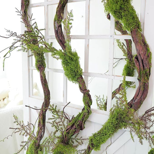 1Pcs 78.9inch Large Bendable Artificial Craft Moss Garland Faux Tall Tree Trunk Branches Grape Vines for Halloween Haunted Mansion Wedding Arch Room Outdoor Mantel Wall Hanging Forest Greenery Decor