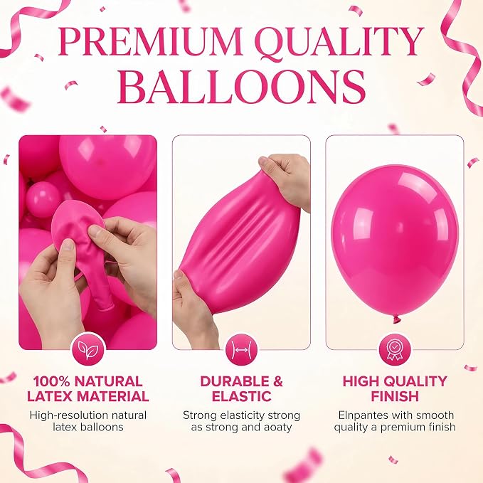 Balloon Column Kit for Floor - Set of 2, Balloon Tower Backdrop Decoration with Stand, Base and Pole for Wedding, Baby Shower, Birthday Party, or Bachelorette Parties (Rose Pink)
