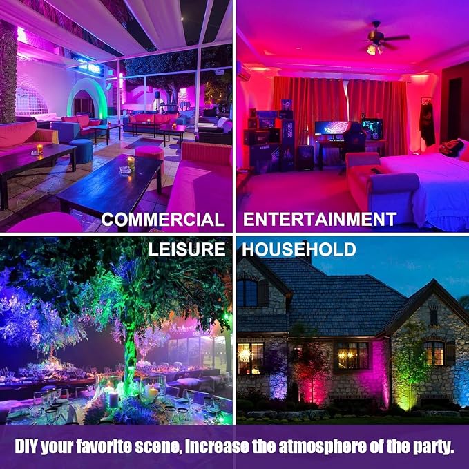 2 Pack 50W RGB Flood Light, RGB Color Changing Floodlight, Smart RGB Floodlight with Remote Control, for Club, Wedding, Stage Lighting, Birthday Party, Poster, Disco, KTV, Halloween, Christmas