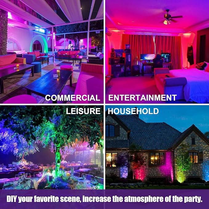 2 Pack 100W RGB Flood Light, RGB Color Changing Floodlight, Smart RGB Floodlight with Remote Control, for Club, Wedding, Poster, Stage Lighting, Birthday Party, KTV, Halloween, Christmas