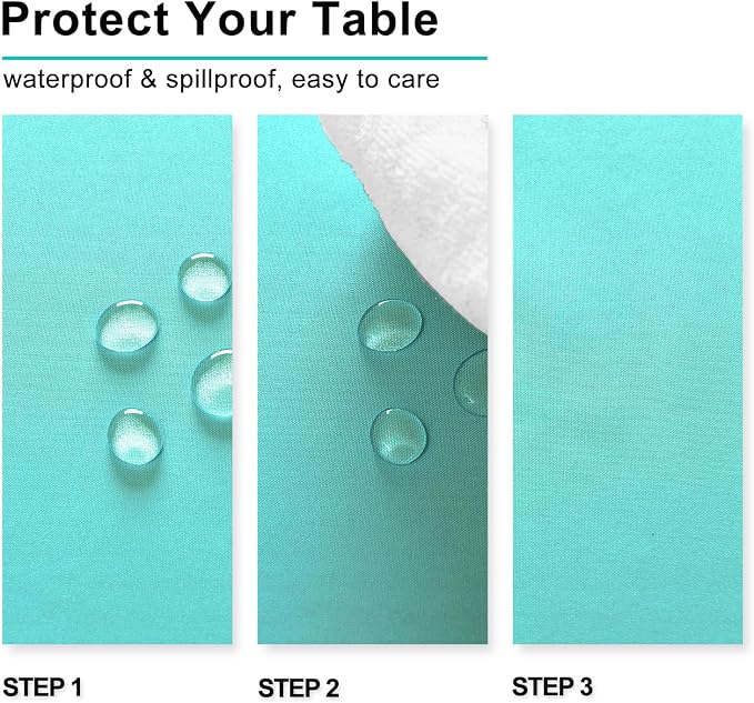 Hiasan Light Blue Square Tablecloth - Waterproof and Spillproof Restaurant Washable Polyester Table Cloth for Dining Room, 54 x 54 Inch