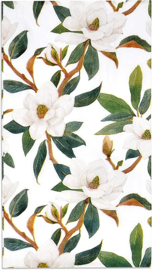 Gift Boutique 100 Magnolia Floral Guest Napkins Disposable Paper Hand Towels for Bathroom Wedding Baby Shower Spring Party Holiday Birthday Dinner Decor