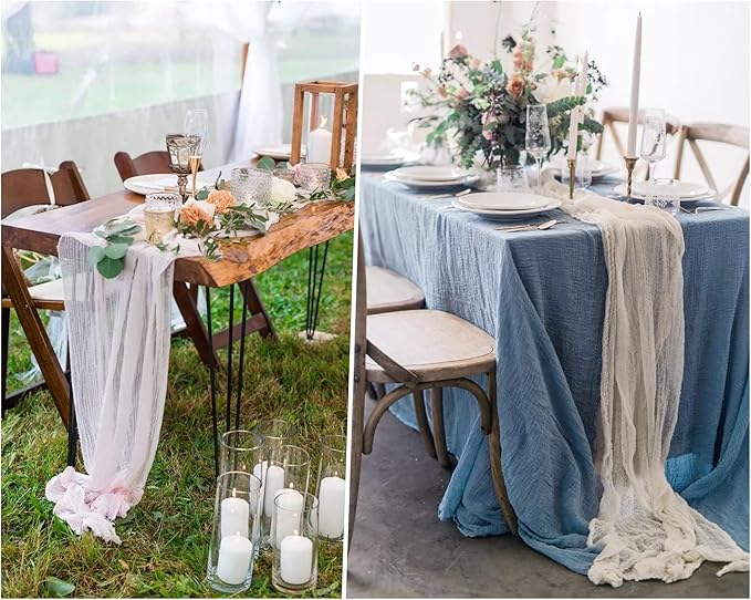 15 Pack Cheesecloth Table Runner 10Ft Pink Table Runner 35 x120Inch Cheese Cloth Table Runners for Wedding Anniversary Banquet Birthday Party Engagement Bridal Baby Shower Valentine's Day Table Decor