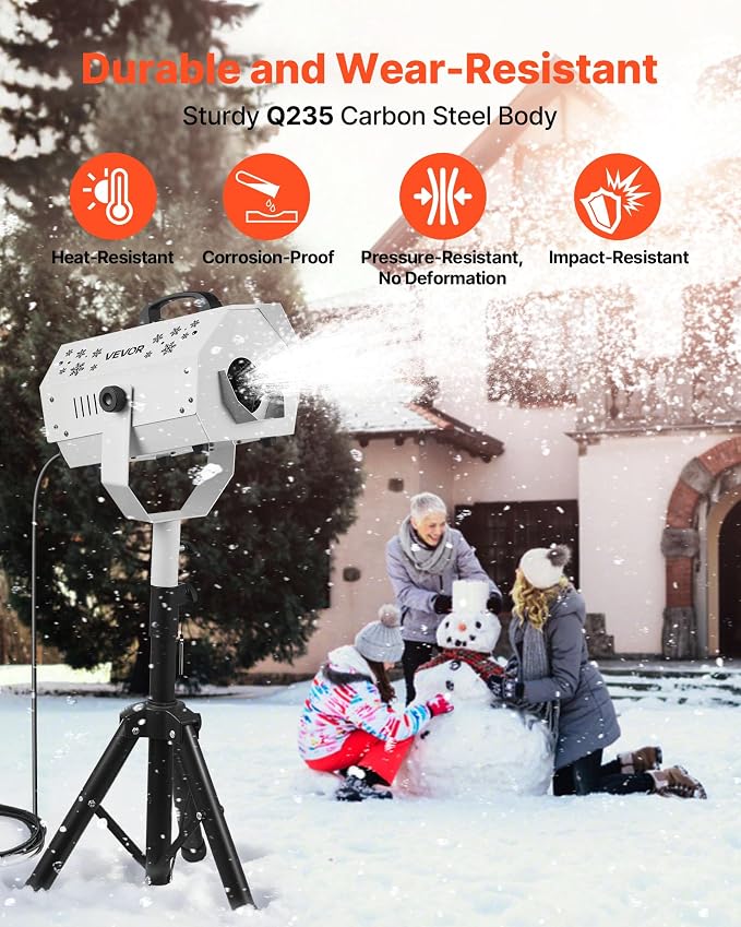 VEVOR Snow Machine, 1500W Snow Maker Machine with Height Adjustable Stand and Wireless Remote Control, High Output Portable Snowmaking Machines for Outdoor Christmas Parties Wedding Stage Effect