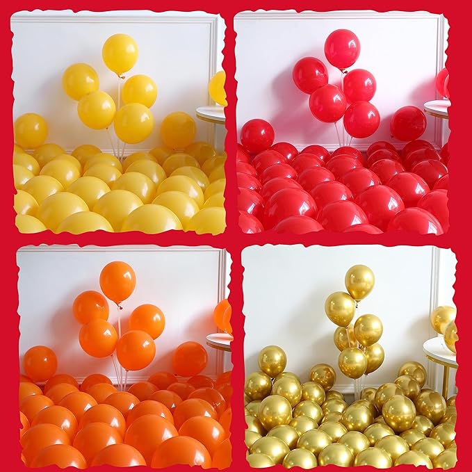 Fire Balloon Garland Arch Kit, 144pcs Red Yellow Chrome Gold Balloons with Fire Truck Foil Balloons for Fireman Party Supplies Birthday Firefighter Rescue Themed Party Decoration (Fire)
