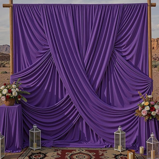 50x10ft Purple Backdrop Curtains for Parties, 10 Panels 5x10ft Wrinkle-Free Polyester Background Curtains for Wedding, Birthday, Baby Shower,Graduation, Decorations