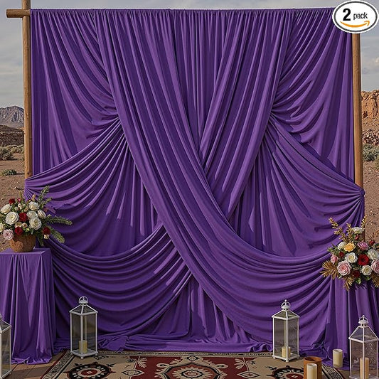 10x10ft Purple Backdrop Curtains for Parties, 2 Panels 5x10ft Wrinkle-Free Polyester Background Curtains for Wedding, Birthday, Baby Shower,Graduation, Decorations