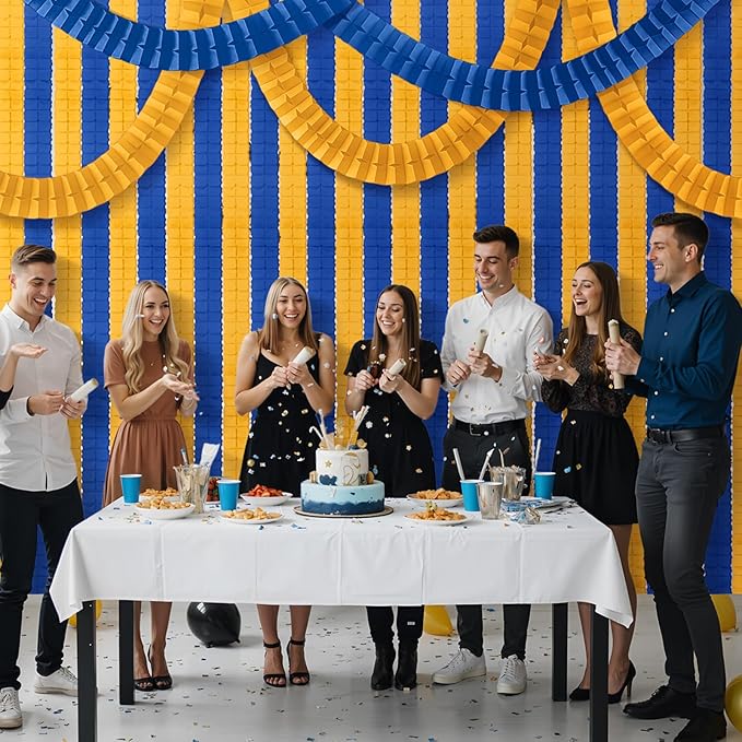 Epakh 12 Pcs Blue and Gold Streamers Garland 2026 Graduation Decorations 9.84 ft Four Leaf Clover Paper Chain Garland Party Banner for Birthday Wedding Bridal Neutral Baby Shower Backdrop Decor