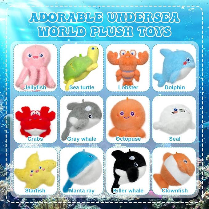 37 Pcs Adopt a Pet Sea Animal Party Favors Include 12 Mini Plush Sea Shark Animals 12 Sea Animals Boxes 12 Adoption Cards 1 Adopt Signboard for Sea Animal Summer Party Pet Adoption Party