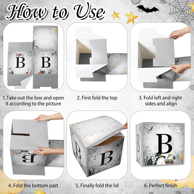 AmazingSpark 4 Pcs Halloween Little Boo Baby Shower Boxes with Letters Ghost Balloon Boxes Decor Blocks Baby Shower Centerpiece for Happy Boo Day Birthday Party Supplies Photography Prop