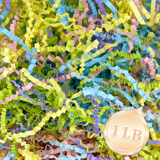 Zankubom 1LB Crinkle Cut Paper Shred Filler Great for Gift Wrapping, Basket Fillers, Birthday, Gift Wrapping, Anniversary, Halloween Christmas Party Decor Filling Supplies Easter