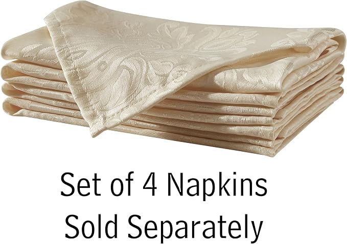 Newbridge Barcelona Luxury Damask Fabric Tablecloth, 108” Round, Golden Beige, 100% Polyester, No Iron, Soil Resistant Dining Room, Party and Banquet Table Cover