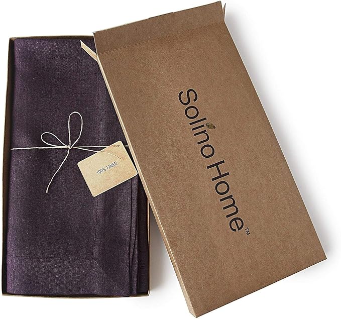 Solino Home Grape Linen Tablecloth 60 x 108 Inch - 100% Pure Linen Table Cloth for Rectangle Tables - Athena, Machine Washable Tablecloth for Summer