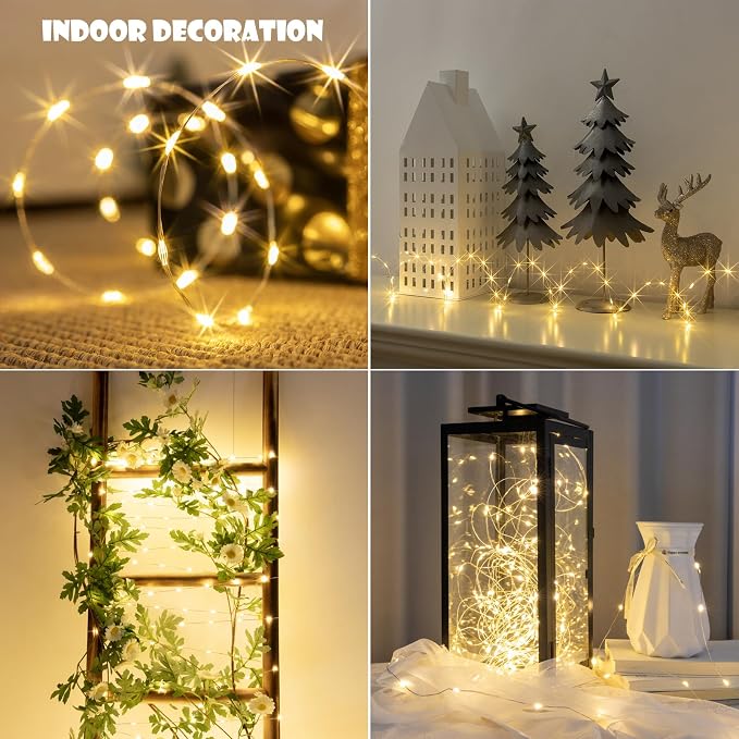 Fairy Lights Plug in,164FT 1000 LEDs Waterproof Led String Lights,8 Modes Remote Twinkle Light for Bedroom Window Weddings Christmas Holiday Decoration,Silver Wire,2 Inch Led Space,Warm White