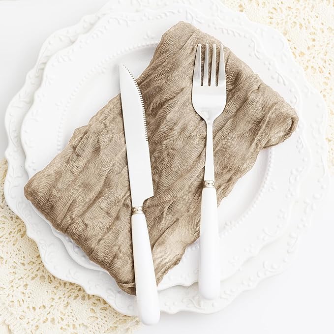 100 Pack Sand Cheesecloth Napkins 21x21 Inches Sand Cloth Napkins Set of 100 Washable Dinner Table Napkins for Wedding Rustic Boho Cotton Gauze Party Bridal Baby Shower Family Gathering Table Decor