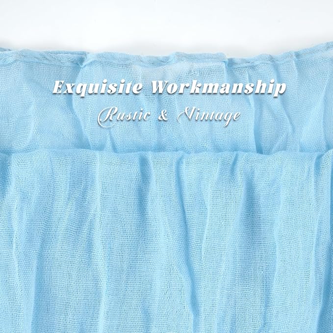 12 Pack 10Ft Baby Blue Cheesecloth Table Runner 35 x 120 inch Boho Gauze Cheese Cloth Table Runner Vintage Rustic Sheer Runners for Wedding Bridal Shower Birthday Party Cake Table Decorations