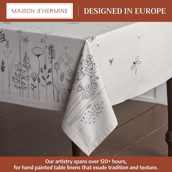 Maison d' Hermine Table Cloth Rectangle Table 100% Cotton 60 x 90 Inches Tablecloth Reusable Decorative for Dining Kitchen Room Farmhouse Party Home Hotel Restaurant Spring Summer - Flore