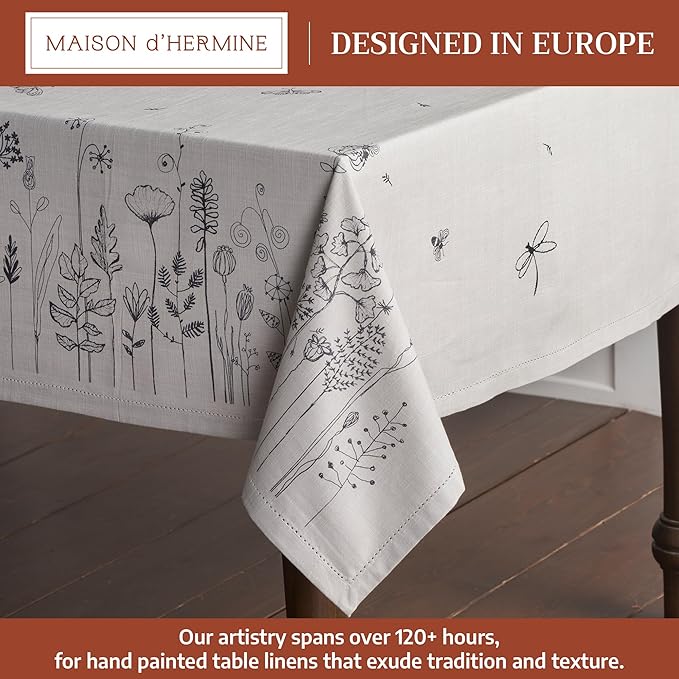 Maison d' Hermine Table Cloth Rectangle Table 100% Cotton 54 x 72 Inches Tablecloth Reusable Decorative for Dining Kitchen Room Farmhouse Party Home Hotel Restaurant Spring Summer - Flore