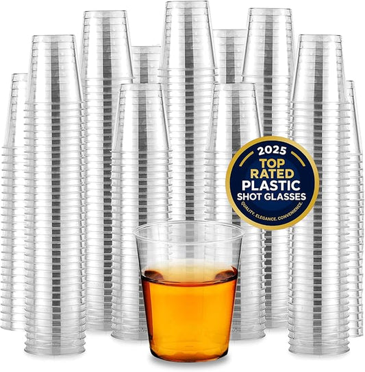 Stock Your Home 1.5 oz Shot Glasses (2000 Pack) - Clear Plastic Disposable Shot Cups for Jello Shots - Sample Cups for Food and Wine Tasting - Mini Party Cups for Condiments, Dipping Sauce, Holidays