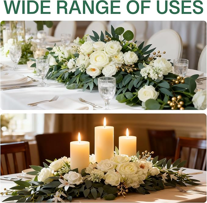 Wedding Arch Flowers (2pack),Flower Arch Stand,Flower Garland,for Wedding Outdoor Decorations Floral swags and Garlands Chair Decorations etc isle Decor,Reusable.（White）
