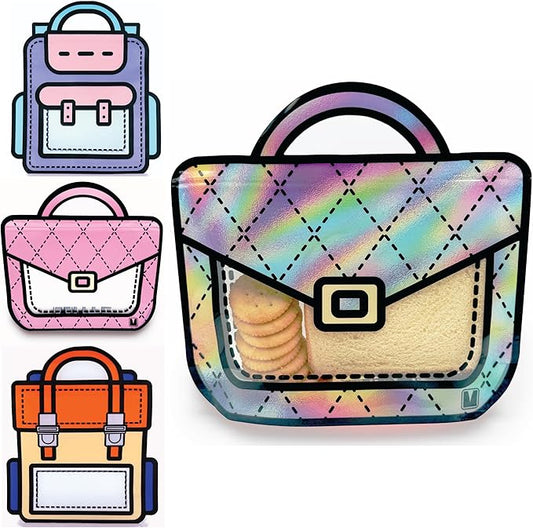 20 Pack Gift Bags for Kids Birthday Party Supplies - Bulk Goodie Bag for Candy, Snacks, or Favors with Resealable Ziplock Seal (Holographic/Small)