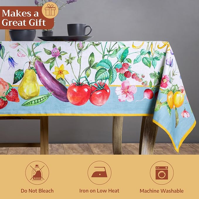 Maison d' Hermine Table Cloth Rectangle Table 100% Cotton 60 x 120 Inches Tablecloth Reusable Decorative for Dining Kitchen Room Farmhouse Party Home Hotel Restaurant Spring Summer - Giverny