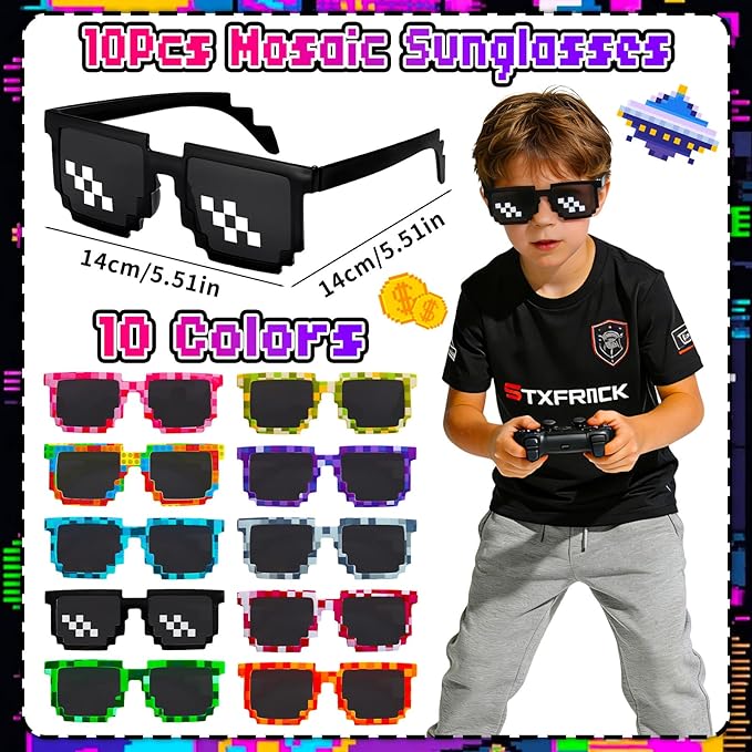 170 Pcs Video Game Party Favors Kit With Gaming Goodie Bags Sunglasses Crazy Straws Stickers for Kids Birthday Prizes, All-in-One Video Game Theme Party Supplies for Boys & Teens
