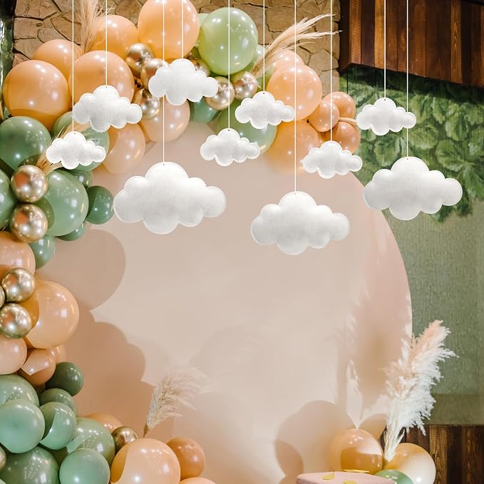 ayfjovs 10pcs 3D Cloud Decoration Hanging Cloud for Ceiling Decor, Felt 3D White Cloud Ornament for Art Stage Wedding Nursery Children Room Party Baby Shower Cloud Props
