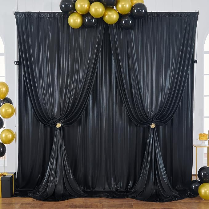 30×10FT Black Sequin Backdrop Curtains Wedding Backdrop Drapes Wrinkle-Free Thick Glitter Photo Background Fabric for Birthday Graduations Friendgiving Christmas Party Photography Stage Decor