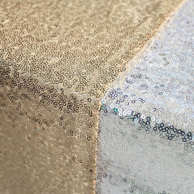 JYFLZQ Champagne Sequin Table Runner 12" x 72" Pack of 5 Sparkly Champagne Metallic Table Runner Glitter Sequin Runner for Table Birthday Party Event Decorations