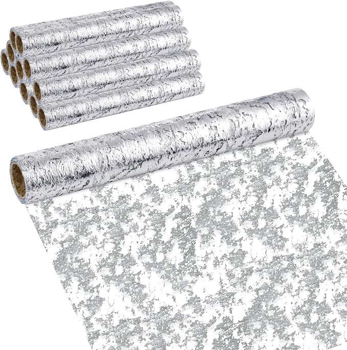 12 Pack Metallic Silver Table Runner, 11 x 108 Inches Sequin Table Runners, Mesh Decorations Glitter Table Runner for Party Wedding Birthday Bridal Shower Event Christmas Decorations