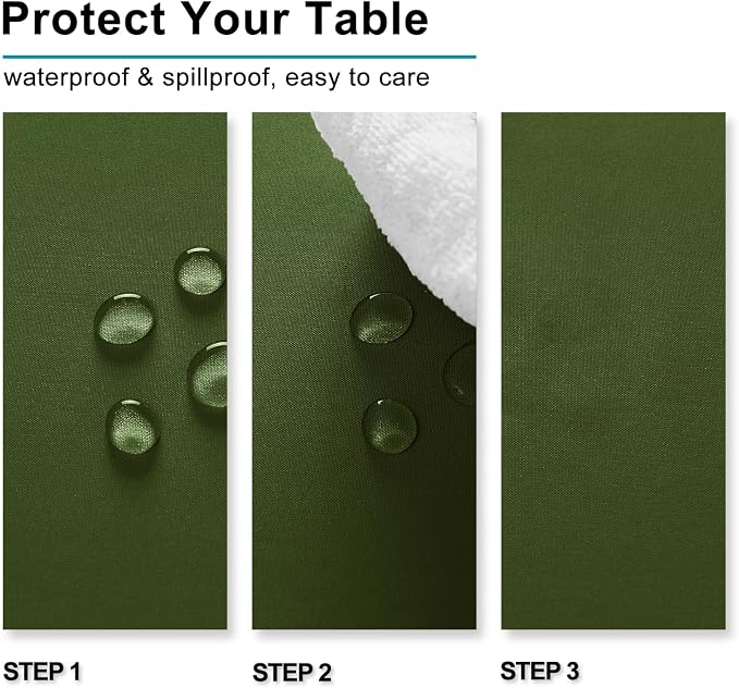 Hiasan Olive Green Rectangle Tablecloth - Waterproof Washable Polyester Fabric Table Cloth for Buffect Dining Birthday Party Wedding, 30 x 60 Inch