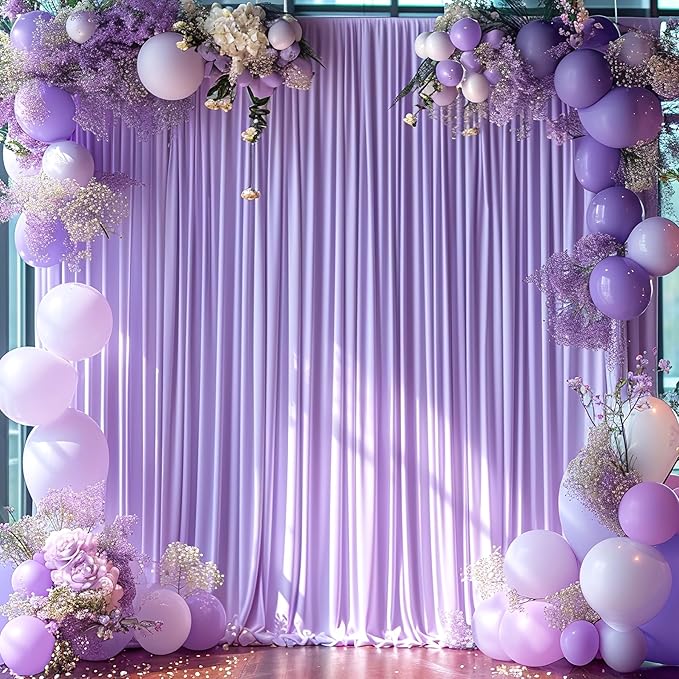 Lavender Backdrop Curtain for Parties Wedding Wrinkle Free Light Purple Photo Curtains Backdrop Drapes Fabric Decoration for Baby Shower Photoshoot 5ft x 7ft,2 Panels