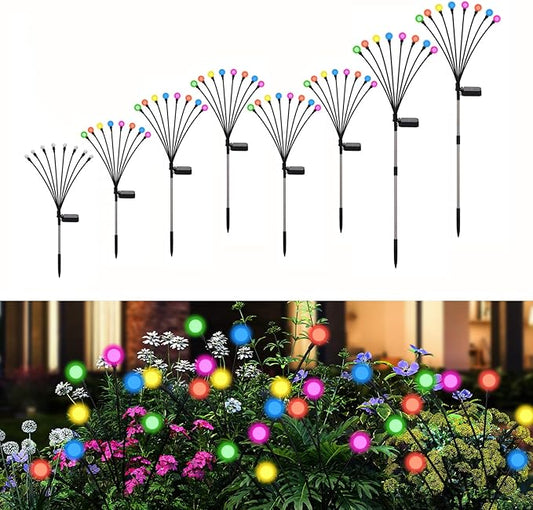 Swaying Solar Lights for Outside, 8 Mode RGB Color Changing Firefly Outdoor Waterproof, Swaying Solar Garden Lights Stakes for Christmas Holiday Yard Patio Garden Decor 8 Pack(Multicolor)