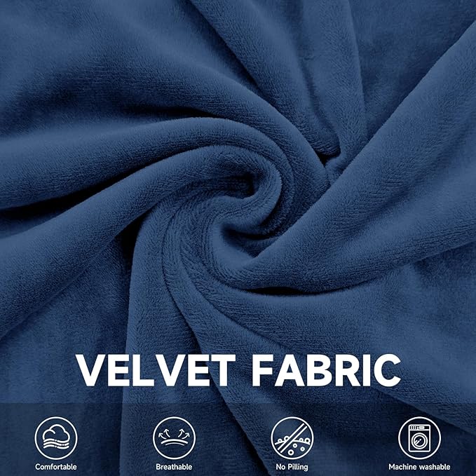 Velvet Wingback Dining Chair Cover Soft Stretch Accent Chair Cover Slipcover Thick Plush Wing Back Chairs Covers Furniture Protect Washable Chairs Protector Covers for Dining Room (Deep Blue, 4)