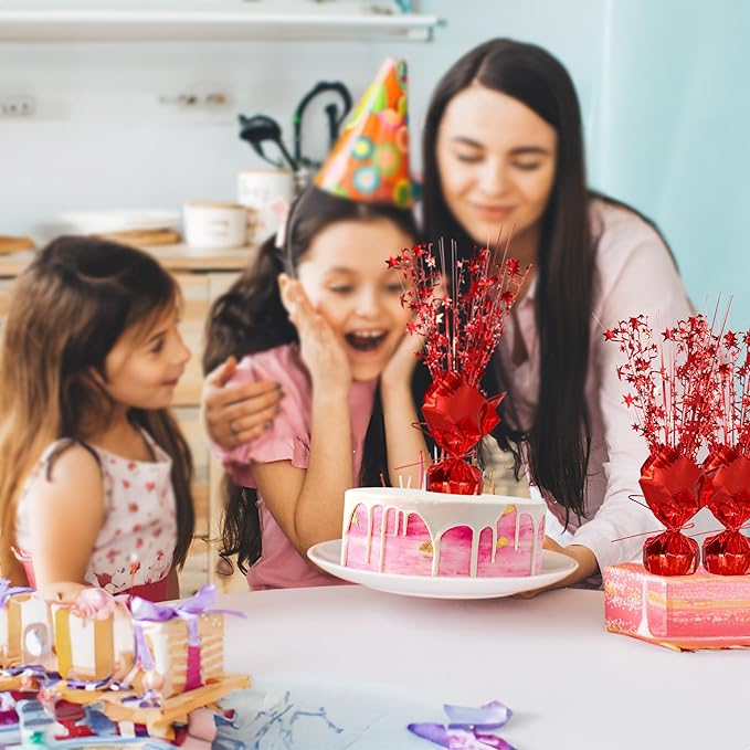 Gyufise 6 Pack Metallic Foil Spray Centerpiece Star Table Decoration Burst Table Centerpieces Table Decor for Birthday Wedding Anniversary Graduation Holiday Party Supplies Red