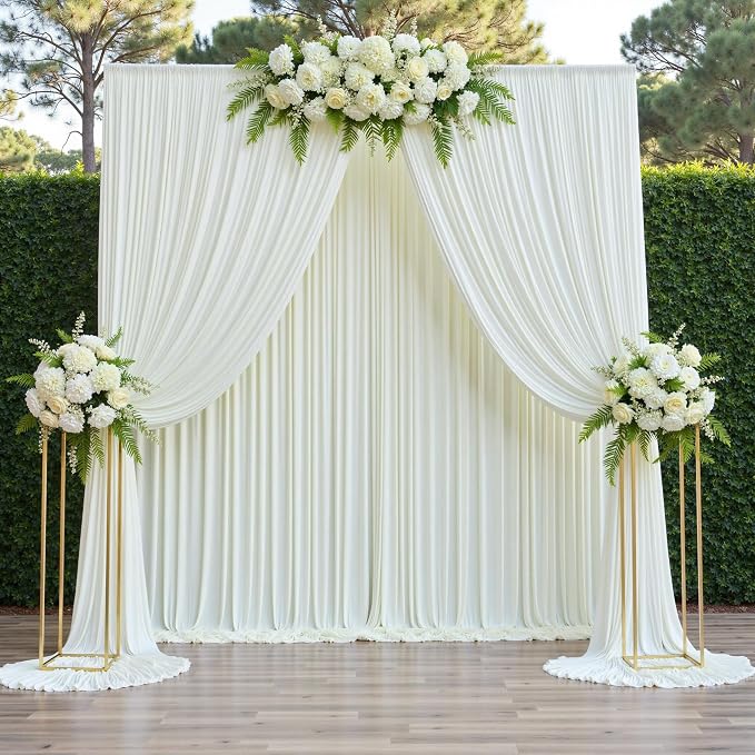 20ft x 12ft Wrinkle Free Ivory Backdrop Curtains for Parties, Ivory Photo Backdrop Drapes 12FT Long Silky Back Drop Cloth for Wedding Birthday Photography Background Decor
