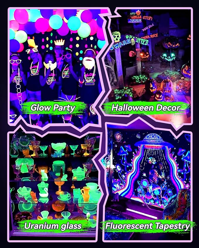 2 Pack 42W LED Black Light Bar, Blacklight with 6FT Cord+Switch+Plug, Glow in The Dark Black Lights Party Supplies for Halloween Decorations, Fluorescent Poster, Body Paint, Classroom, Bedroom