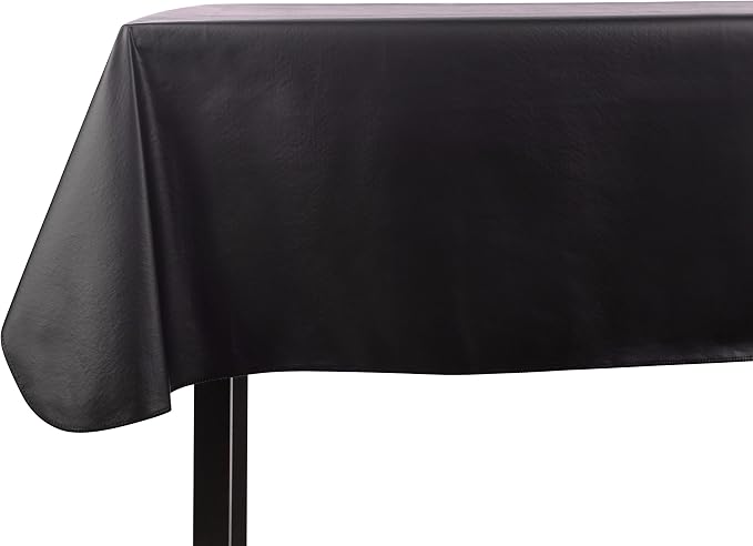 Yourtablecloth Heavy Duty Vinyl Rectangle or Square Tablecloth – 6 Gauge Heavy Duty Tablecloth – Flannel Backed – Wipeable Tablecloth with Vivid Colors & Many Sizes 52 x 108 Black
