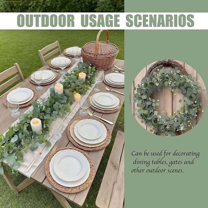 6FT Artificial Eucalyptus Garland Greenery - 4 Pack Realistic Faux Eucalyptus Vines for Wedding Arch, Backdrop, Mantle Decor, Table Runner, and Home Decoration, (4 Packs)
