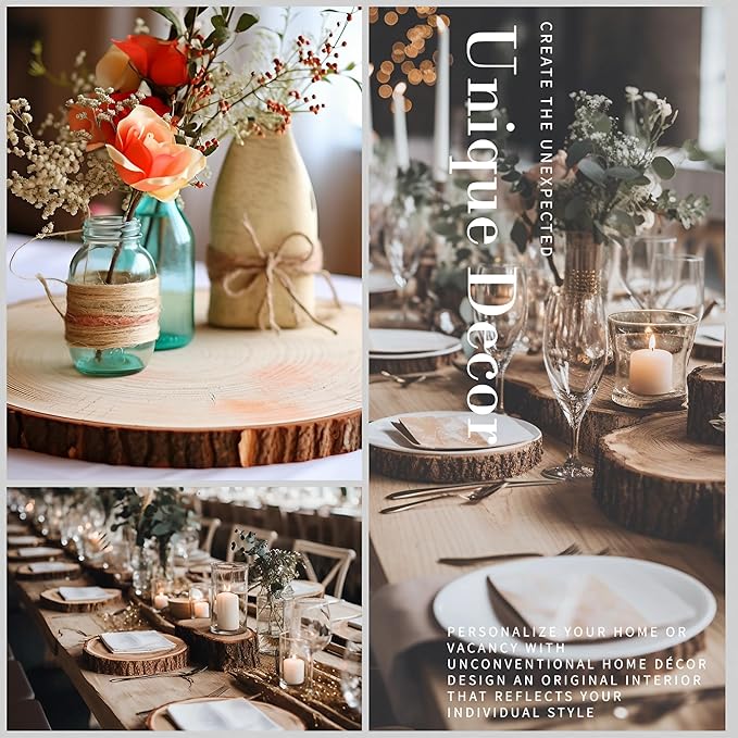 10 PCS 8-9 Inch Large Wood Slices for Centerpieces, with Table Number Holders and Cards, Natural Tree Slices Table Decor for Wedding, Party, Housewarming, Christmas