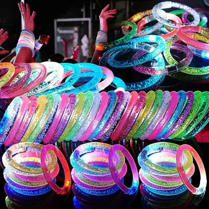 OLUPP 120 Pack LED Light Up Bracelets, Glow in the Dark Party Supplies, 6 Color Glow Bracelets, Rave Party Favors for Kids/Adults Birthday, Concert,Goodie Bag Fillers, New Year