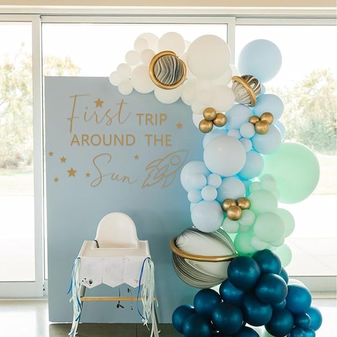 First Trip Around The Sun Balloon Arch Decoration | Space Theme 1st Birthday Party Decorations, Sun Theme Birthday Party Supplies, Outer Space Theme Birthday Decor Sticker