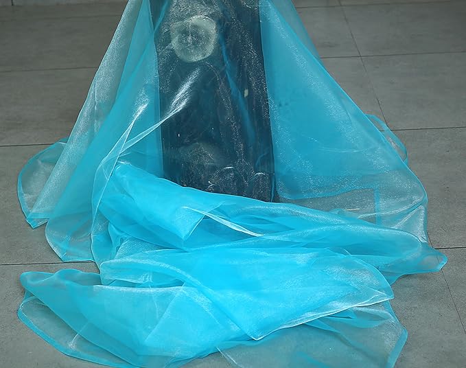 MDS Pack of 30 Yard Sheer Organza Fabric for Wedding Party Home Event Banquet Decorations, Backdrop Curtain Craft Dress Sewing Fashion DIY Crystal Organza Tulle Fabric Bolt 44” Wide - Turquoise