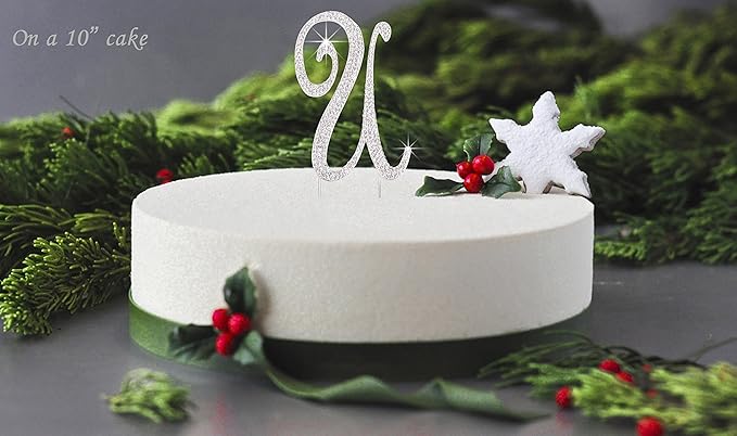 LOVENJOY Gift-Boxed 3" Silver Rhinestone Initial U Letter Cake Topper