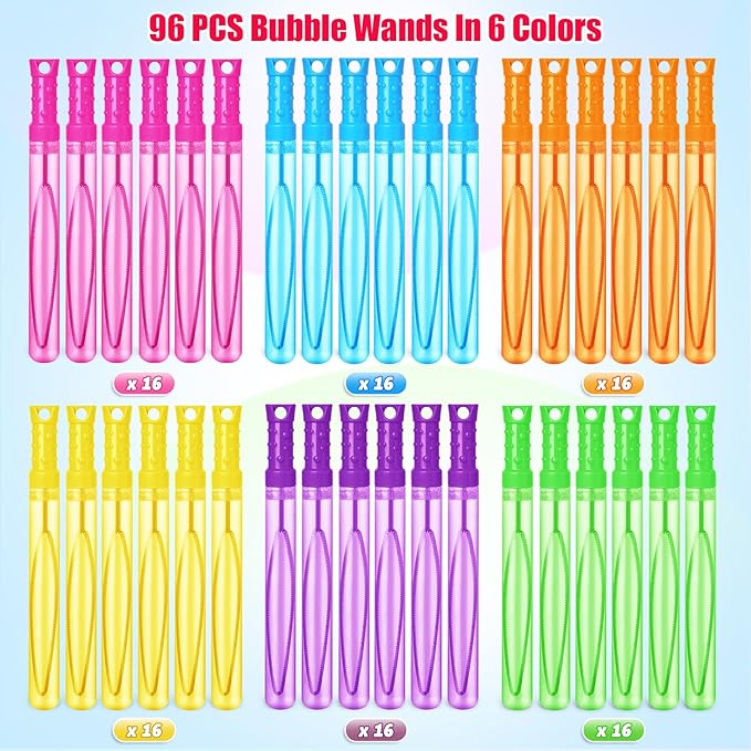 SpringFlower Bubble Wand, 96 Pcs Bubble Wands Bulk, Summer Toys Outdoor Activity Supply,Birthday, Wedding, Party, Bubble Party Favors for Kids